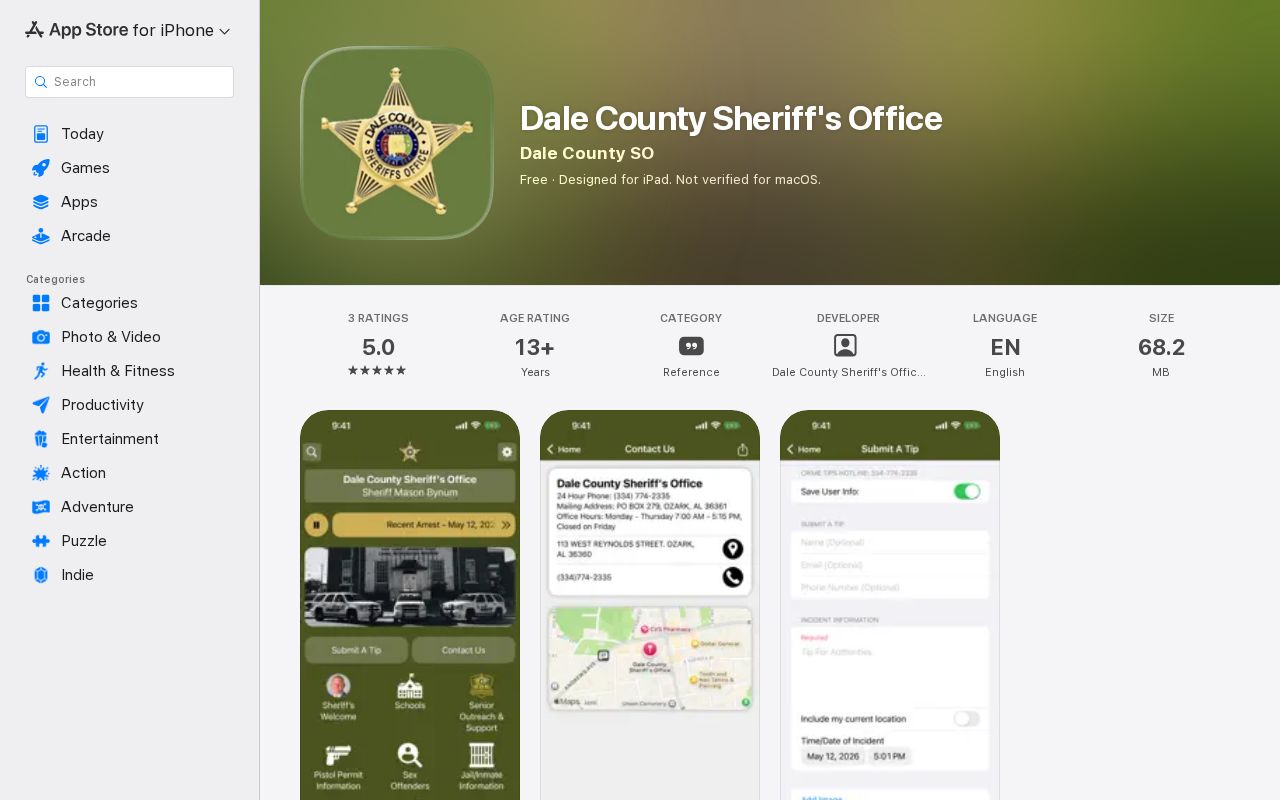Dale County arrest lookup in Sheriff iPhone app