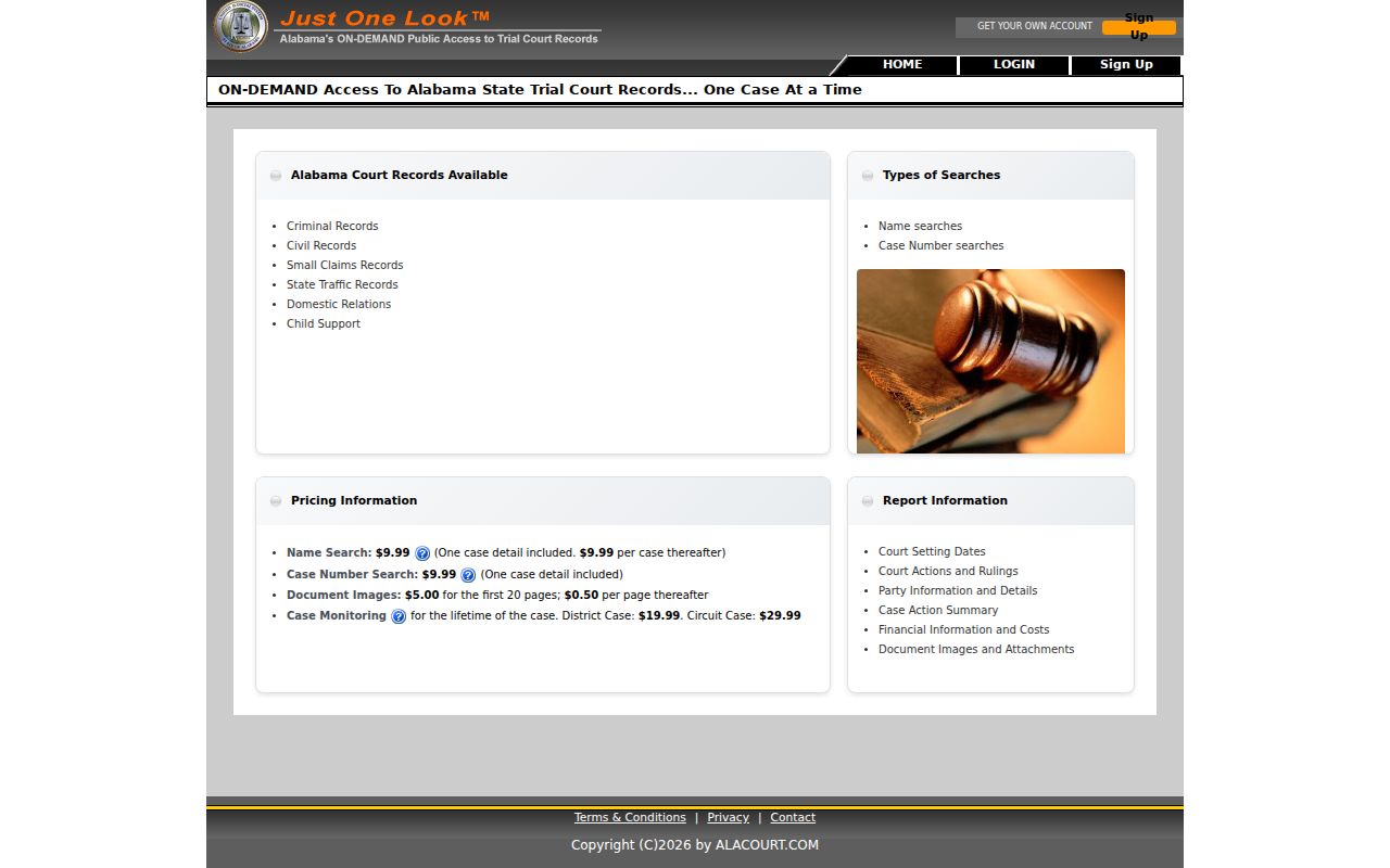 Dale County criminal court case search in Just One Look