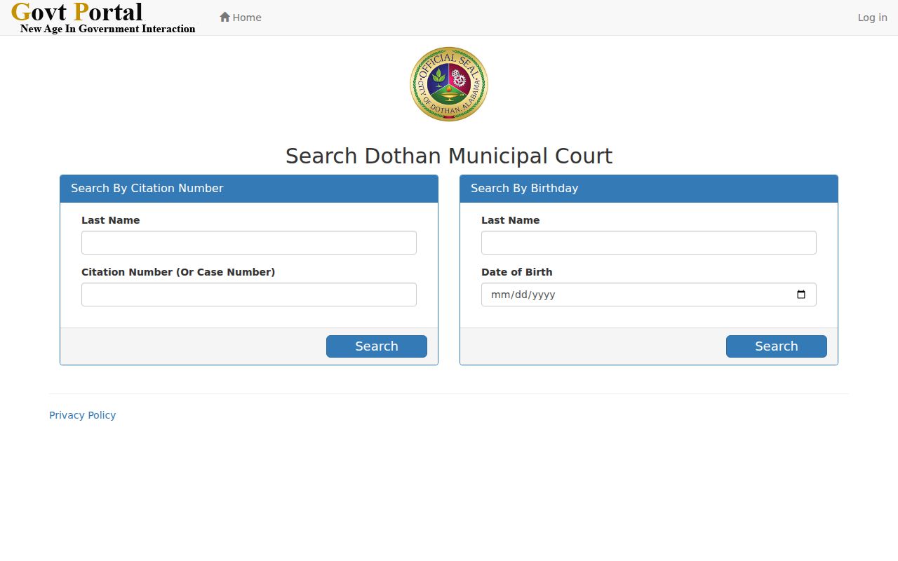 Dothan criminal records municipal court search fields