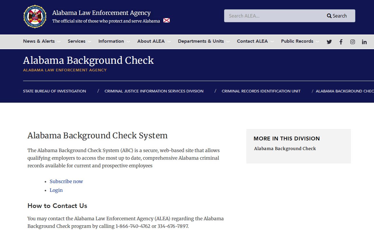 Dale County criminal history ALEA background check instructions