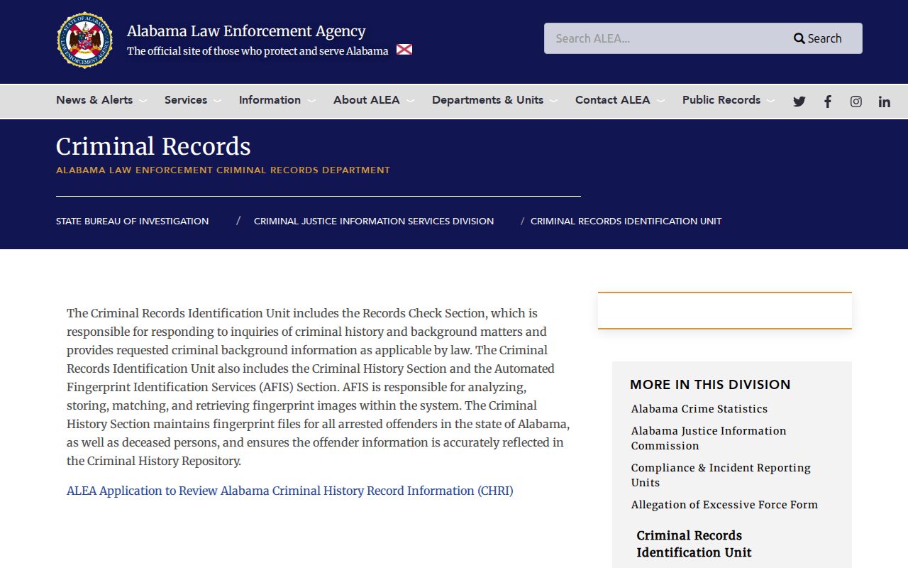 Dale County criminal records and ALEA repository information