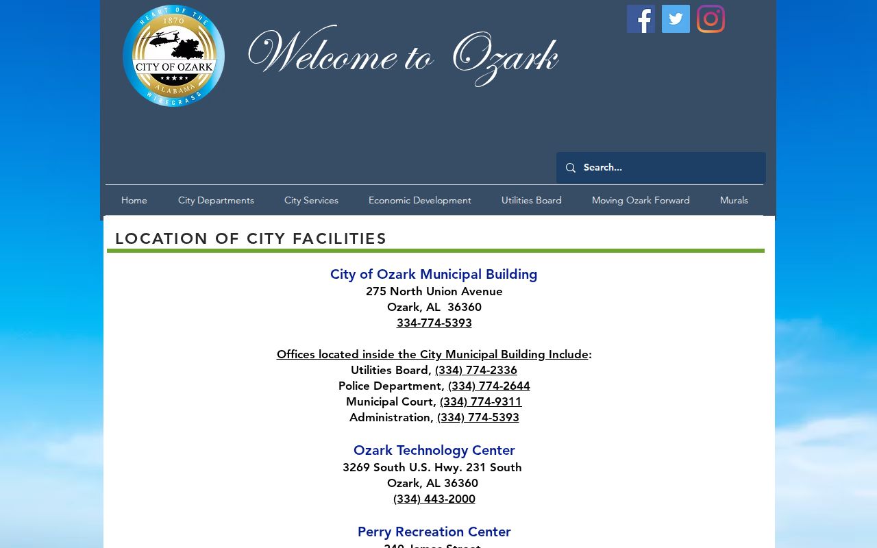 Ozark criminal records municipal building facilities