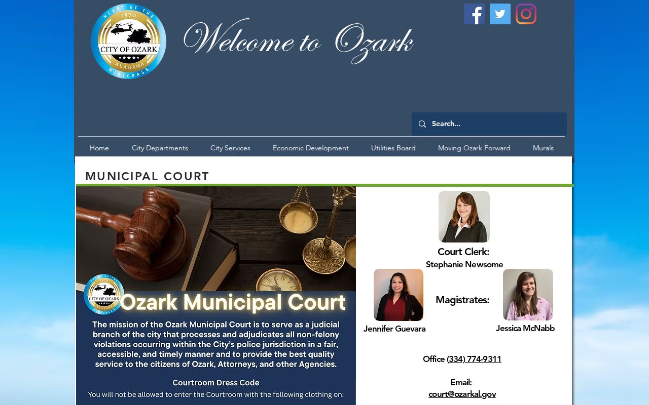 Ozark criminal records municipal court page